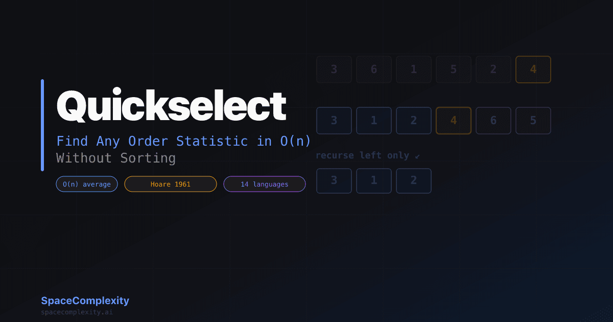 Quickselect Algorithm: Find Any Order Statistic in O(n) Without Sorting