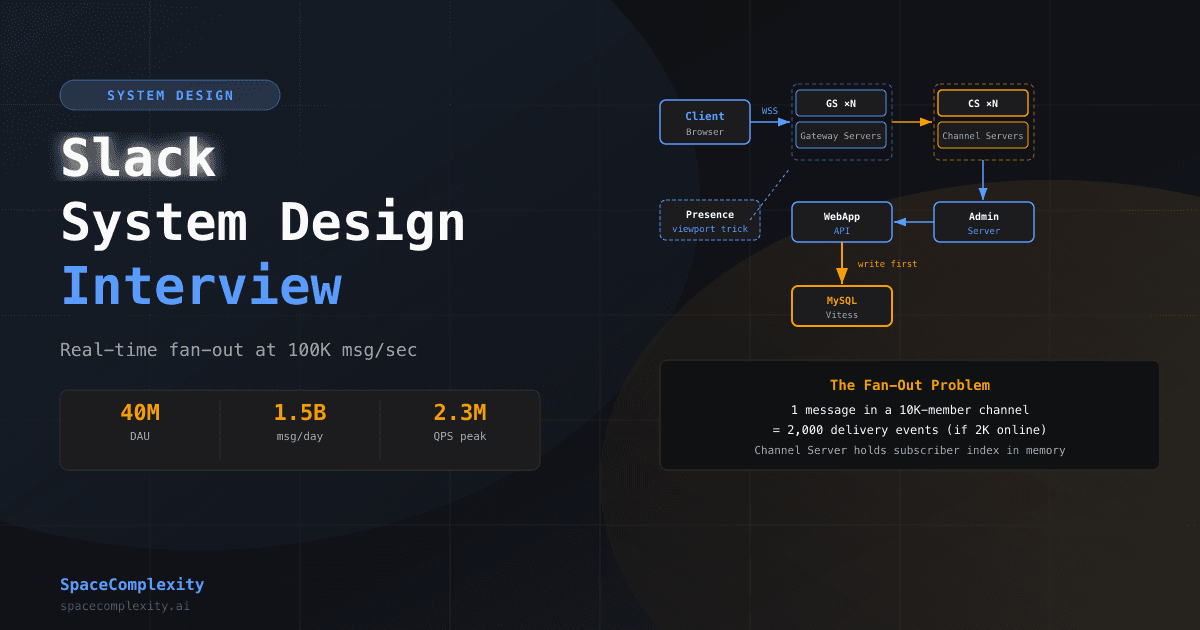 Slack System Design Interview: Real-Time Fan-Out at Billions of Messages a Day