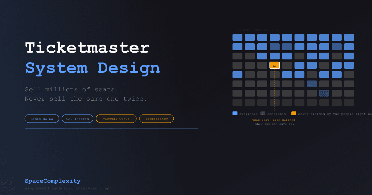 Ticketmaster System Design Interview: Sell Millions of Seats Without Selling the Same One Twice