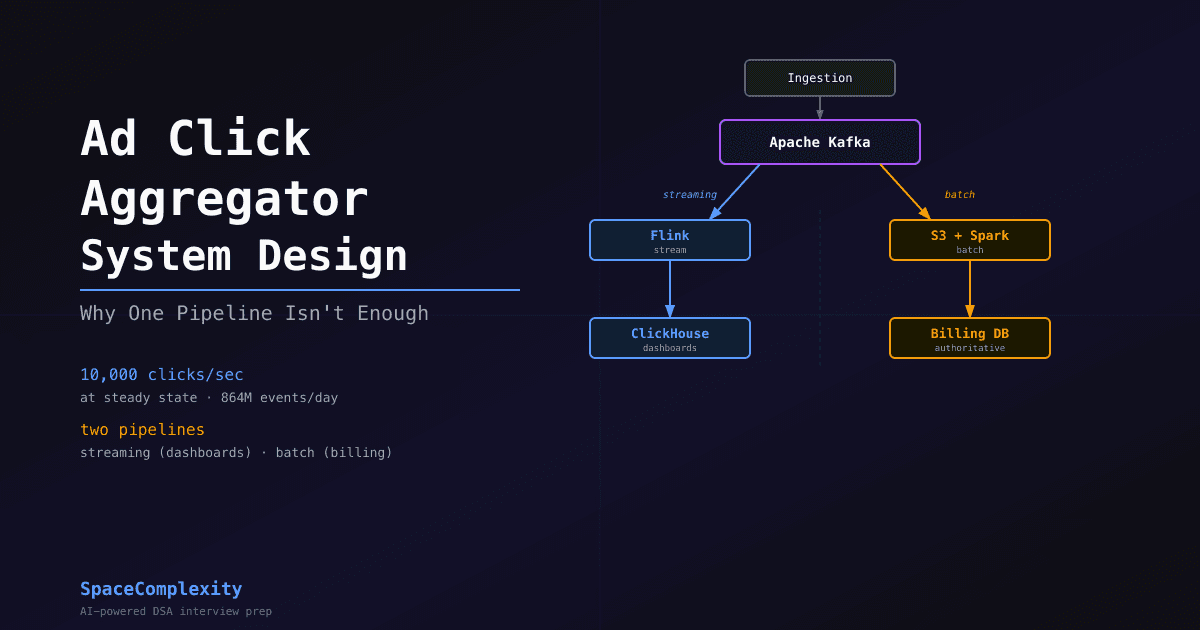 Ad Click Aggregator System Design: Why One Pipeline Isn't Enough