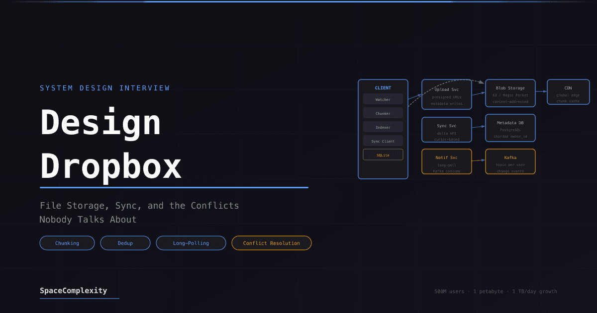 Dropbox System Design Interview: File Storage, Sync, and Conflicts