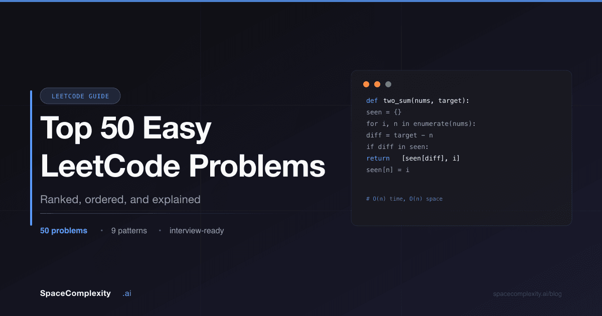 Top 50 Easy LeetCode Problems: Ranked, Ordered, and Explained