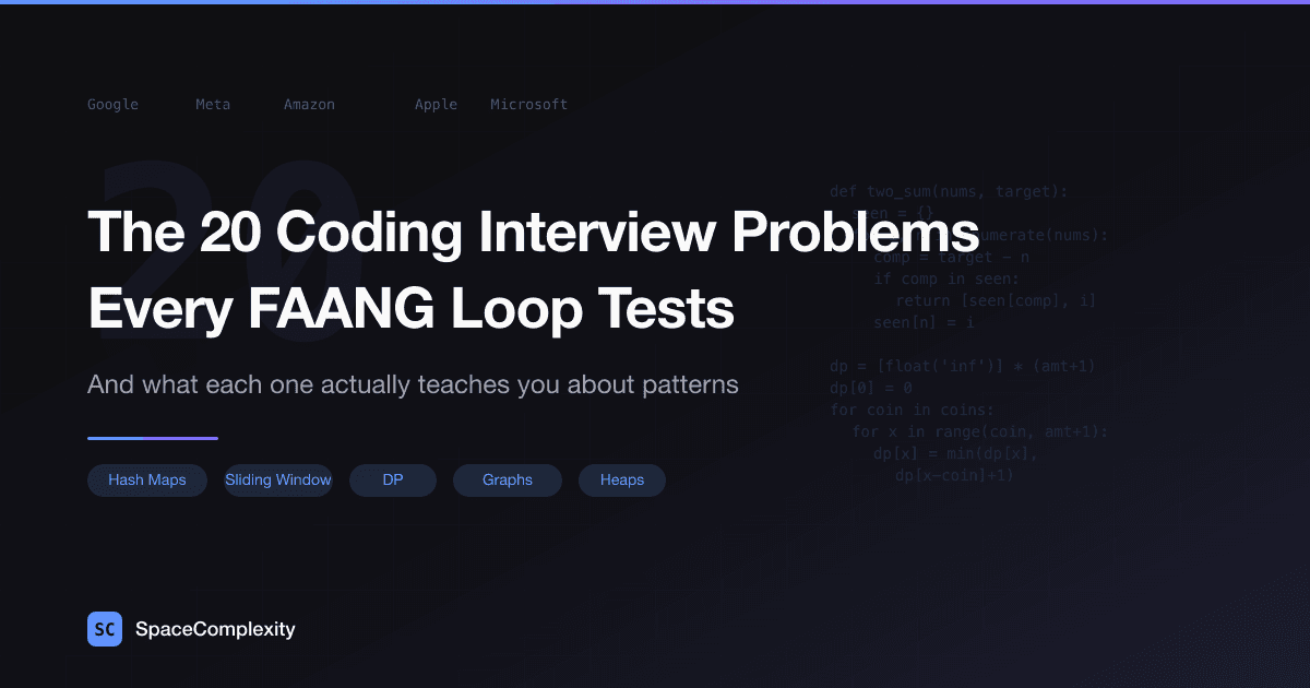 Top 20 FAANG Coding Interview Problems (and What Each One Teaches)