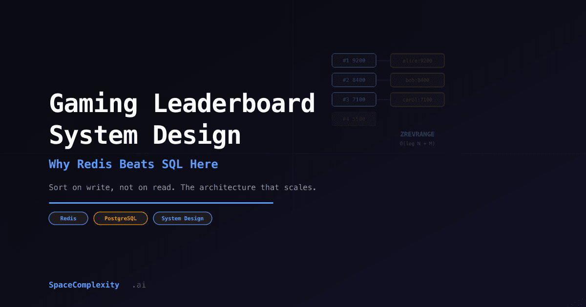 Gaming Leaderboard System Design: Why Redis Beats SQL Here