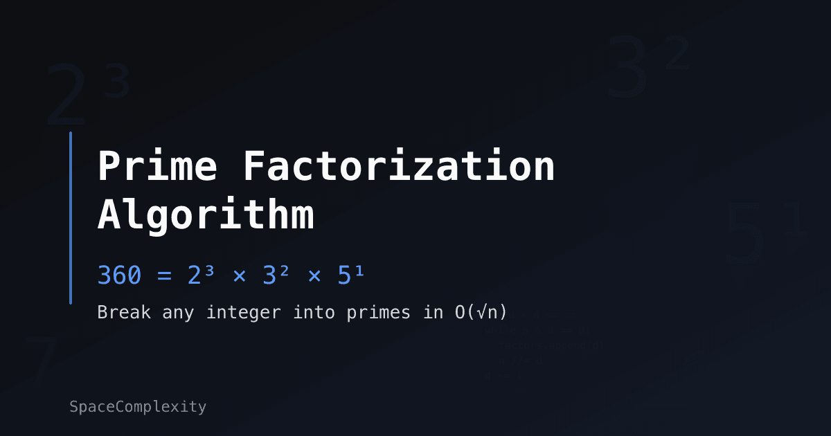 Prime Factorization Algorithm: Break Any Number Into Primes in O(√n)