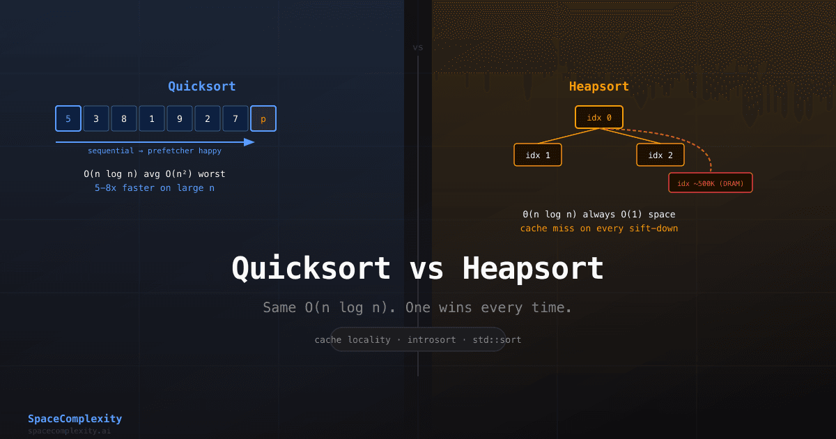 Quicksort vs Heapsort: Same O(n log n), One Wins Every Time