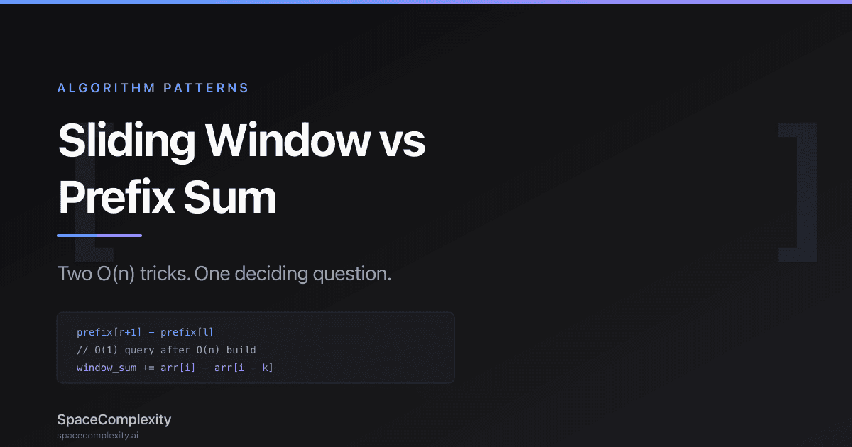 Sliding Window vs Prefix Sum: Two O(n) Tricks, One Deciding Question