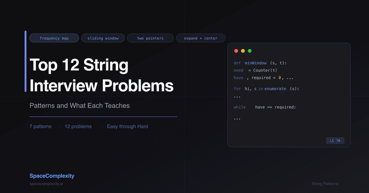 Top 12 String Interview Problems: Patterns and What Each Teaches